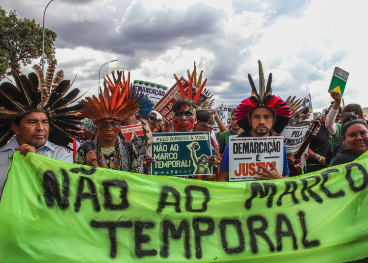 Brasília (DF), 30/08/2023, Manifestação de Indígenas contra o marco temporal, na Esplanada dos Ministérios. Foto: Antônio Cruz/Agência Brasil