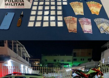 SÃO JOÃO DO MANHUAÇU – PM flagra autor de tráfico com 44 papelotes de cocaína e moto clonada em São João do Manhuaçu